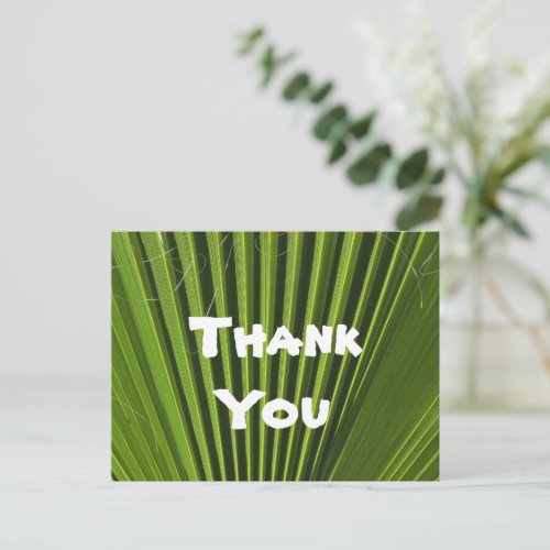 Thank You Tropical Green Palm Leaf Appreciation Postcard