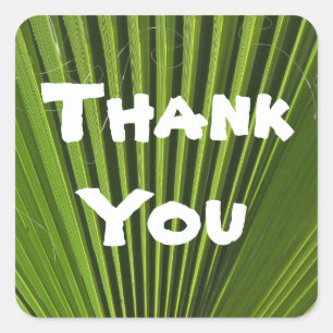 Thank You Tropical Green Palm Leaf Appreciation Square Sticker
