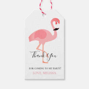 thank you tropical pink flamingo gift tags