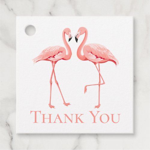 Thank You Tropical Wedding Pink Flamingos Beach Favor Tags