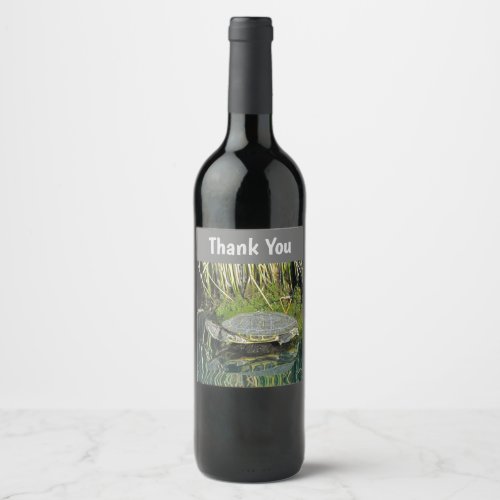 Thank You Turtle with Water Reflection Nature Wine Label