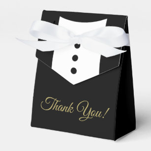Thank You Tuxedo Black & Gold Wedding  Favor Boxes