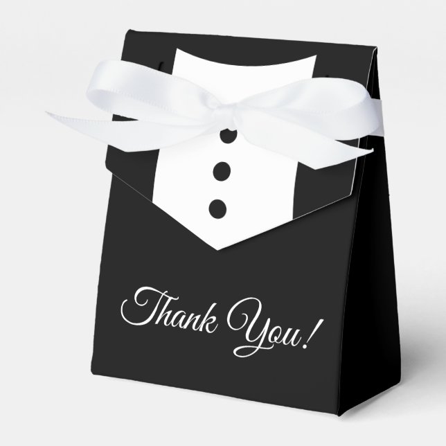 Thank You Tuxedo Wedding Favor Box (Front Side)