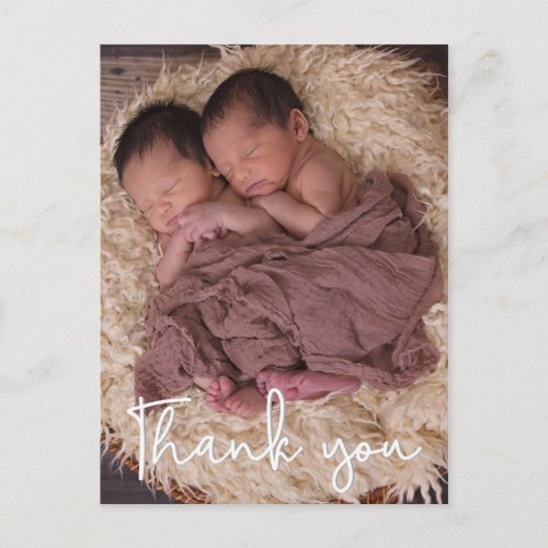 Thank You Twin Birth Announcement Vertical Postcard