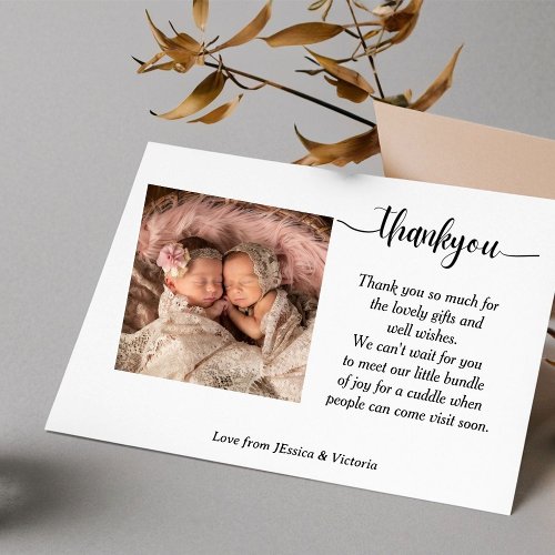 Thank you Twins photo Birth announcement  Postcard