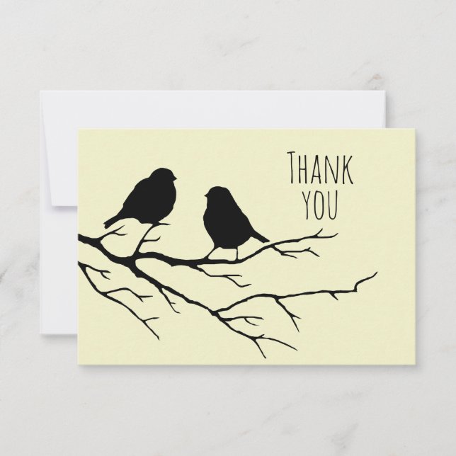 Thank You Two Bird Silhouette Tree Branch Nature Card (Front)