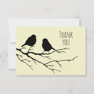 Thank You Two Bird Silhouette Tree Branch Nature Card