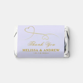 Thank You | Two Gold Hearts Lavender Personalized Hershey's Miniatures