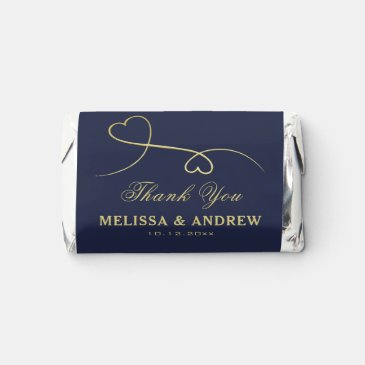Thank You, Two Gold Hearts, Navy Blue Personalized