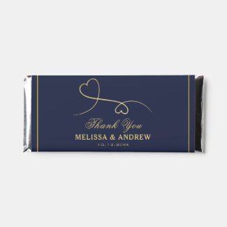 Thank You | Two Gold Hearts | Personalized Hershey Bar Favors