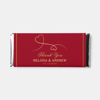 Thank You | Two Gold Hearts | Personalized Hershey Bar Favors