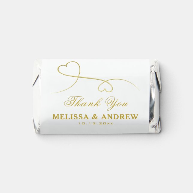 Thank You | Two Gold Hearts | Personalized  Hershey's Miniatures (Front)