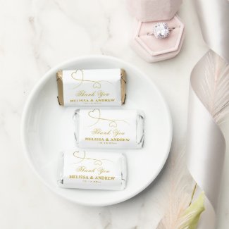 Thank You | Two Gold Hearts | Personalized  Hershey's Miniatures