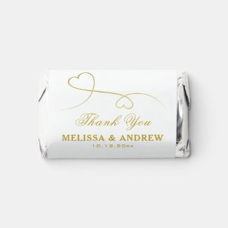 Thank You | Two Gold Hearts | Personalized  Hershey's Miniatures