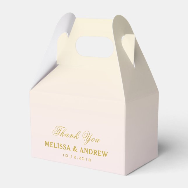 Thank You | Two Gold Hearts | Personalized Wedding Favor Boxes (Front Side)