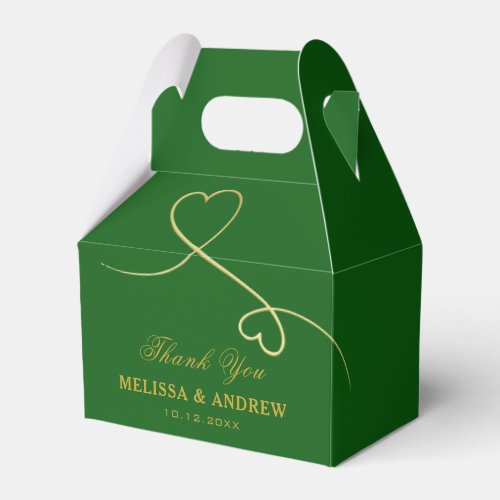 Thank You  Two Gold Hearts  Personalized Wedding Favor Boxes