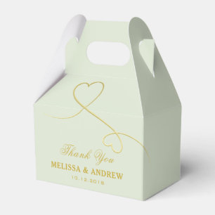 Thank You Two Gold Hearts Sage Green Wedding Favor Boxes