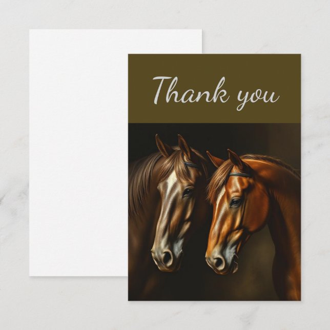Thank You Two Horses Farm Animal Card (Front/Back)