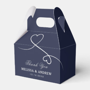 Thank You Two Silver Hearts Personalized Wedding Favor Boxes