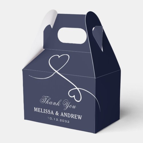 Thank You  Two Silver Hearts Personalized Wedding Favor Boxes