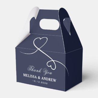 Thank You | Two White Hearts Personalized Wedding Favor Box