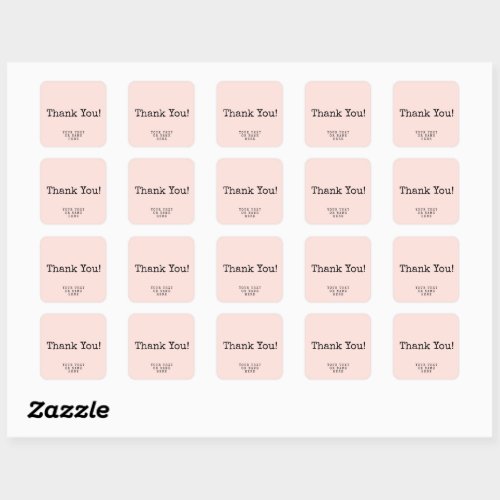 Thank you typewriter minimalist blush pink  square sticker