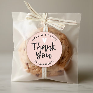 Thank You Typography blush pink Classic Round Stic Sticker