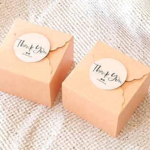 Thank you typography brush font pastel blush pink classic round sticker