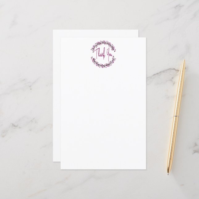 Thank You Typography Chic Purple Leaf Wreath (Front/Back In Situ)