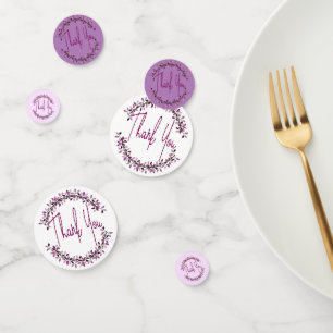 Thank You Typography Chic Purple Leaf Wreath Confetti