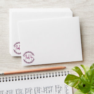 Thank You Typography Chic Purple Leaf Wreath Envelope
