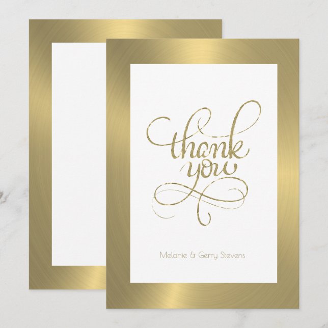 Thank you typography, gold on white background (Front/Back)