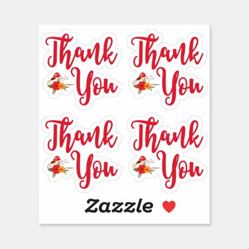 Thank You Typography in Red Autumn Illustration Sticker