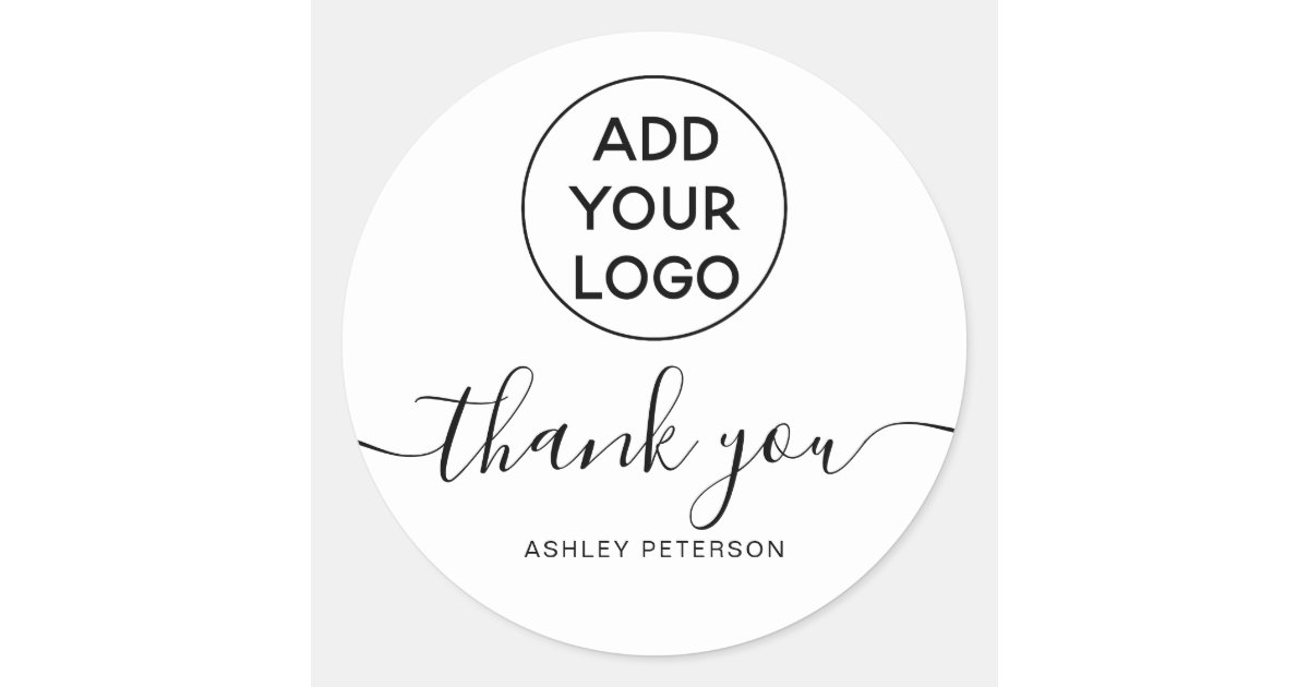 Thank you typography logo simple black white classic round sticker | Zazzle.com