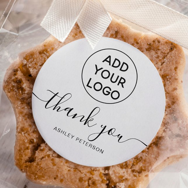 Thank you typography logo simple black white classic round sticker (Thank you typography logo simple black white classic round sticker)