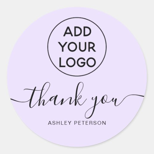 Thank you typography logo simple lavender classic round sticker