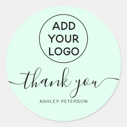 Thank you typography logo simple teal blue classic round sticker
