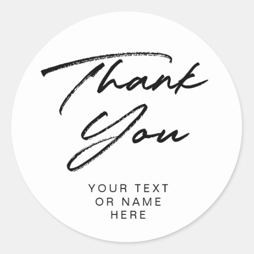 Thank you typography minimalist black and white cl classic round sticker