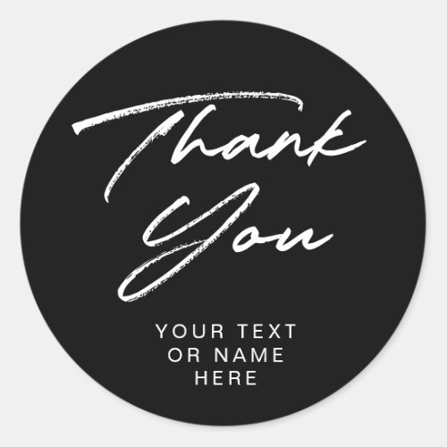 Thank you typography minimalist black and white classic round sticker