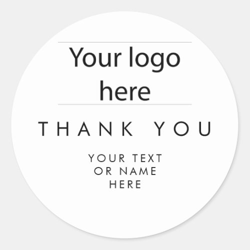Thank you typography minimalist black white ad log classic round sticker
