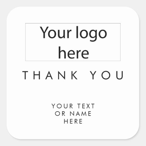 Thank you typography minimalist black white ad log square sticker