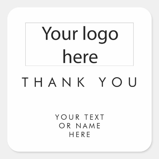Thank you typography minimalist black white ad log square sticker (Front)