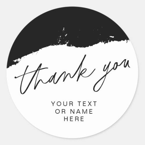 Thank you typography minimalist black white classi classic round sticker