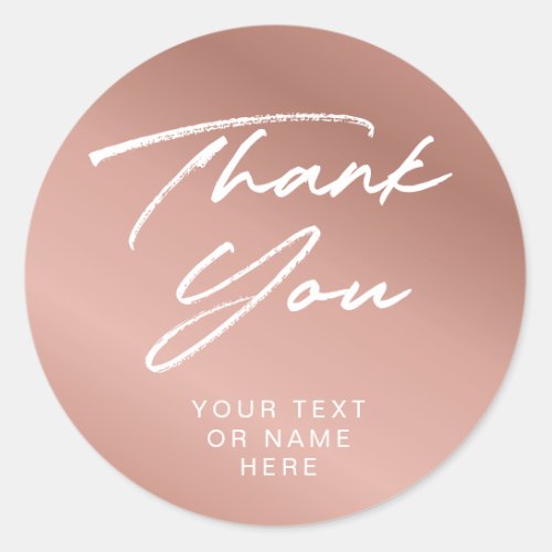 Thank you typography minimalist blush pink classic classic round sticker