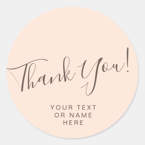 Thank you typography minimalist blush pink classic classic round sticker