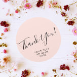 Thank You Typography Minimalist Blush Pink Classic Round Sticker at Zazzle