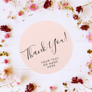 Thank you typography minimalist blush pink classic round sticker