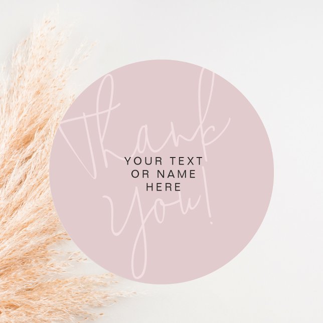 Thank you typography minimalist blush pink classic round sticker (Creator Uploaded)