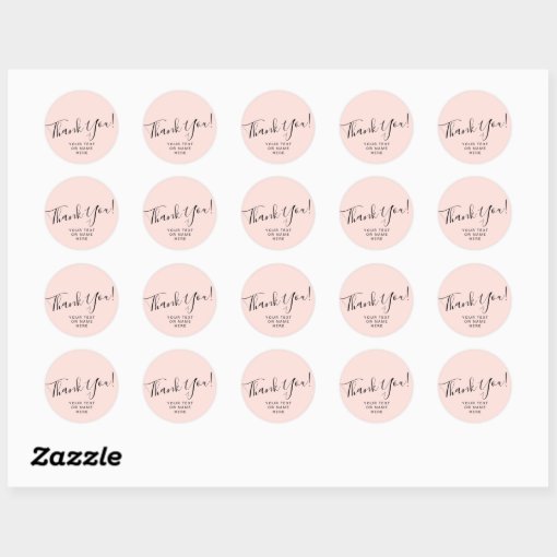 Thank you typography minimalist blush pink classic round sticker | Zazzle