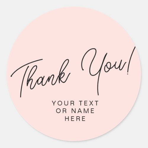 Thank you typography minimalist blush pink classic round sticker